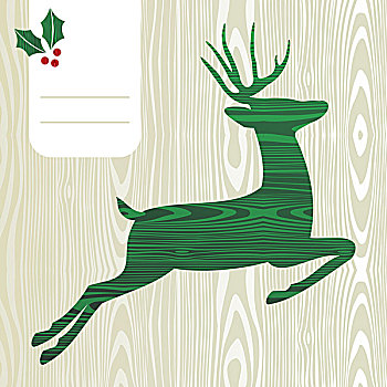 木质,圣诞节,鹿,剪影