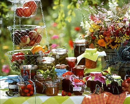 静物,保存,果蔬,花园桌