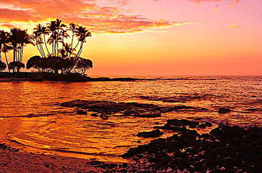 夏威夷大岛,夏威夷,日落