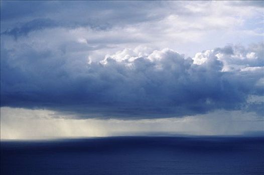 夏威夷,积雨云,俯视,蓝色,海洋