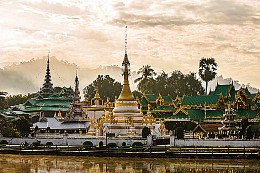 寺院,康巴,佛教寺庙,湖,儿子,北方,泰国,亚洲