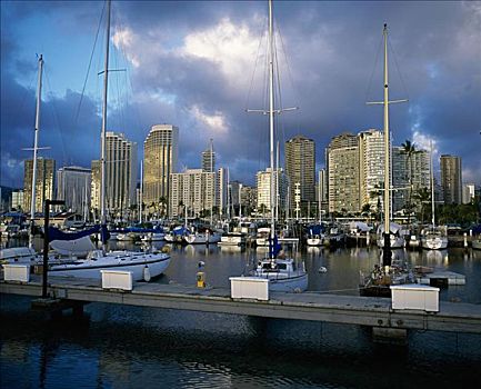 码头,怀基基海滩,檀香山,瓦胡岛,夏威夷,美国