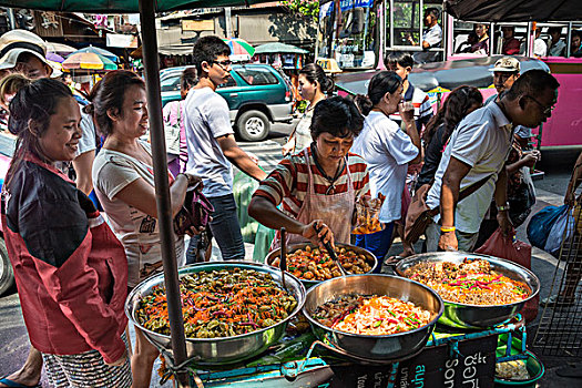街头摊贩,食品摊,唐人街,曼谷,泰国,亚洲