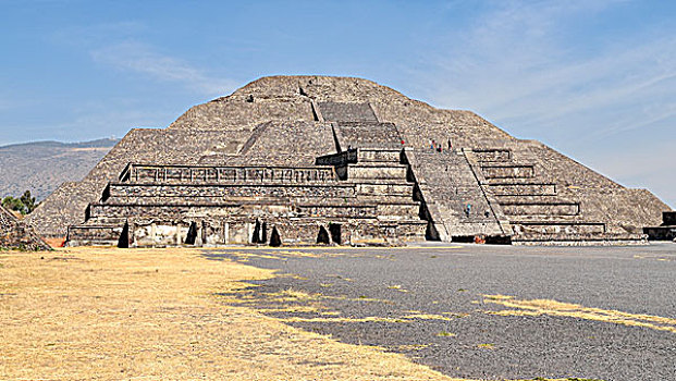 风景,广场,月亮金字塔,世界遗产,遗迹,特奥蒂瓦坎,墨西哥,北美