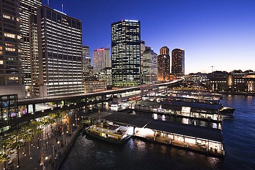 圆形码头,夜晚,悉尼,新南威尔士,澳大利亚