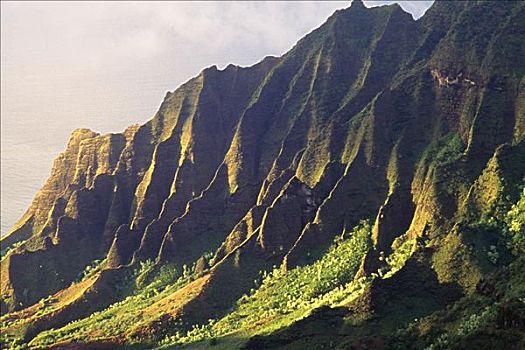 夏威夷,考艾岛,纳帕利海岸,卡拉拉乌谷,视点