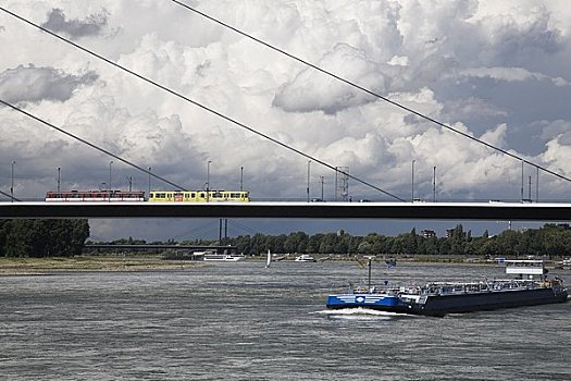 桥,上方,莱茵河,杜塞尔多夫,北方,德国