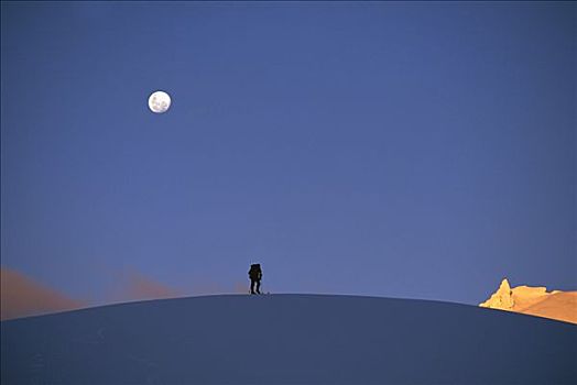 福克斯冰川,月出,日落,西区国家公园,新西兰