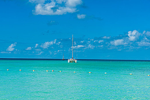 帆船,锚定,青绿色,水,多巴哥岛,特立尼达和多巴哥,加勒比