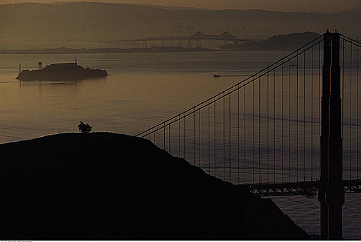 金门大桥,风景,日落,旧金山,加利福尼亚,美国