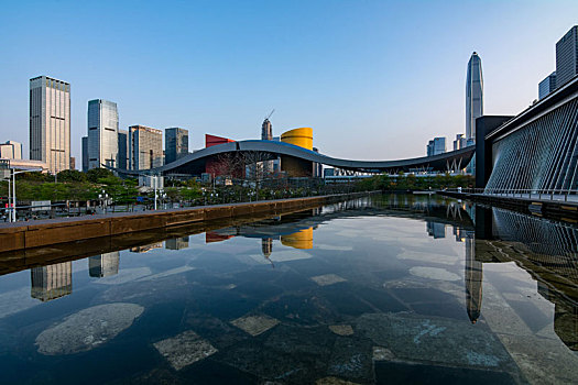 深圳市民中心建筑群倒影