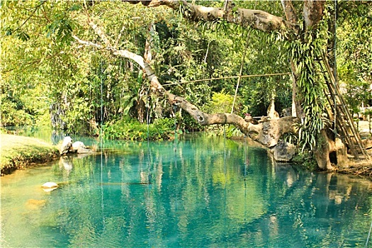 蓝色泻湖,万荣,老挝,旅游胜地,清水,热带,风景