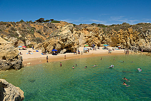 游客,海滩,阿尔布斐拉,阿尔加维,葡萄牙