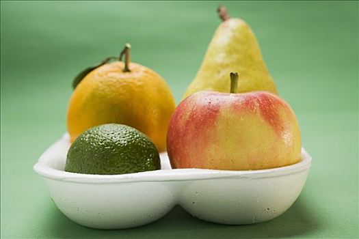 橙子,梨,柠檬,苹果,聚苯乙烯,托盘