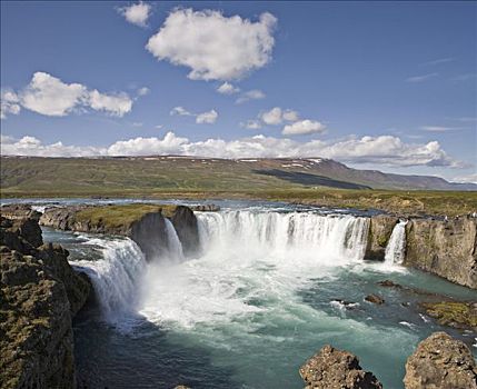 瀑布,北方,冰岛,大西洋