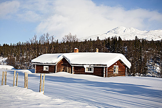 屋舍,房子,遮盖,初雪