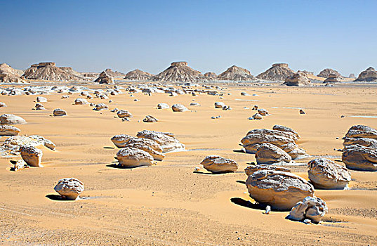 埃及,石灰石,石头,白沙漠
