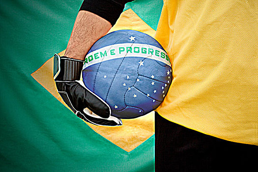 巴西人,守门员,拿着,足球