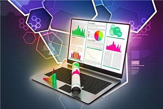 笔记本电脑,展示,财务报告
