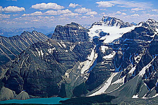 景色,攀升,冰碛湖,班芙国家公园,艾伯塔省,加拿大