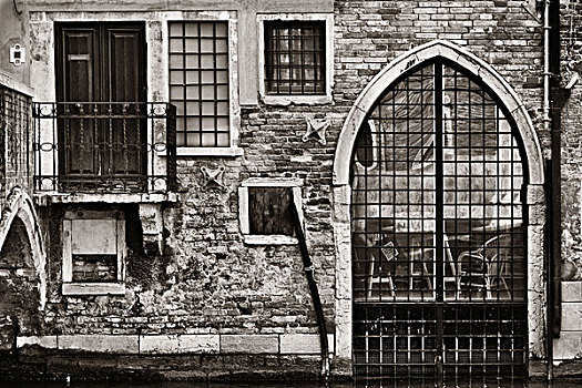 旧式,门,窗户,老,建筑,威尼斯,意大利
