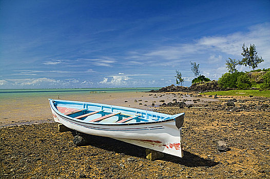 船,海滩,毛里求斯