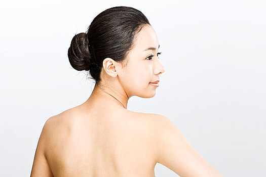 年輕,女人,肖像,后視圖