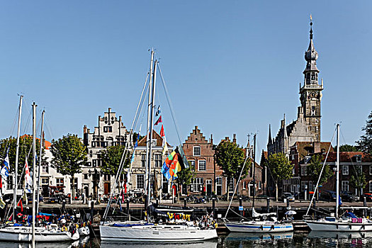 码头,塔,城镇,历史,荷兰,欧洲