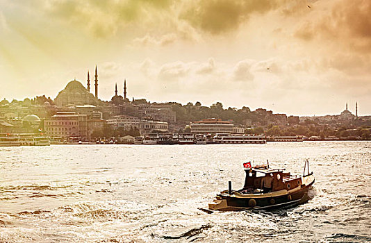 风景,博斯普鲁斯海峡,圣索菲亚教堂,教堂,伊斯坦布尔,土耳其