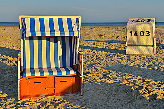海滩,沙滩椅,北海,石荷州,德国