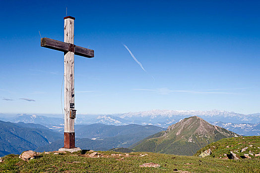 顶峰,十字架,山,多,背影,特兰迪诺,省,意大利,欧洲