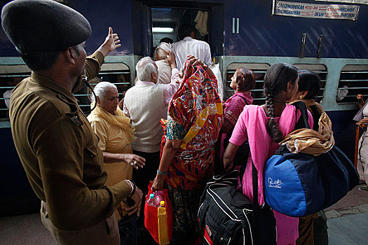印度,乘客,乘坐,列车,大壶节
