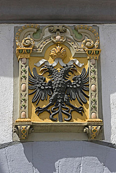 一对,鹰,盾徽,墙壁,老城,巴登符腾堡,德国,欧洲