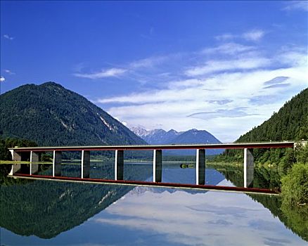 桥,上方,水库,上巴伐利亚,巴伐利亚,德国,欧洲