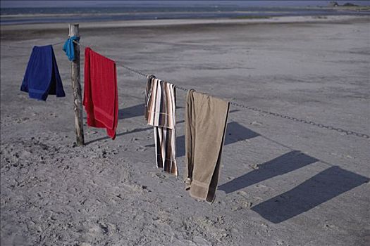 毛巾,弄干,海滩