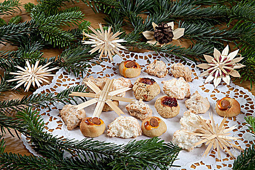 圣诞曲奇,蛋白杏仁饼干,小,糕点,坚果饼干,圣诞装饰
