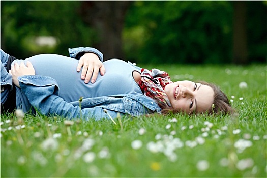 孕妇,放松,公园