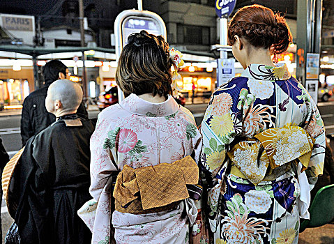 日本,京都,袛园,鸾舞伎,穿,和服,艺妓,地区