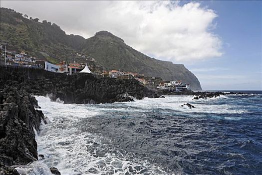 野外,缝隙,火山,海岸,波尔图,马德拉岛,葡萄牙