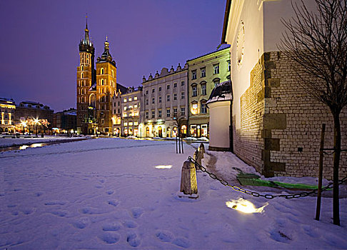 波兰,克拉科夫,教堂,冬天