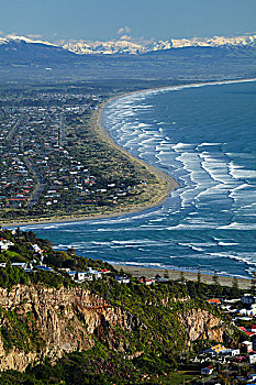 房子,悬崖,损坏,地震,克利夫顿,嘴,河,新,布莱顿海滩,坎特伯雷,南岛,新西兰