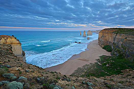 石灰石,海岸线,十二门徒岩,海洋,道路,维多利亚,澳大利亚