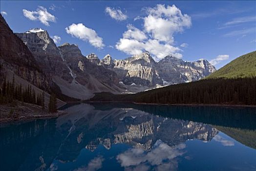 早晨,反射,冰碛湖,十峰谷,班芙国家公园,艾伯塔省,加拿大