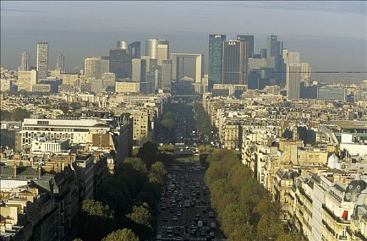 法国,巴黎,大,道路,全视图
