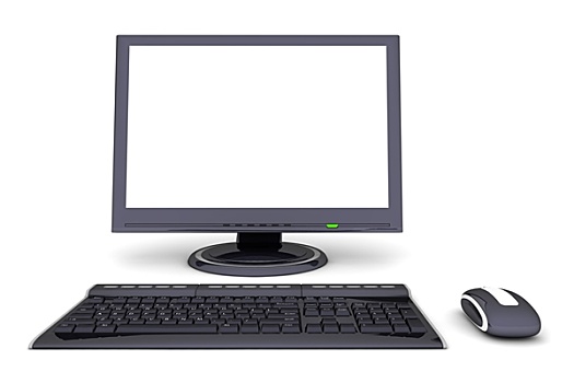现代,工作,书桌,显示屏,键盘,鼠标