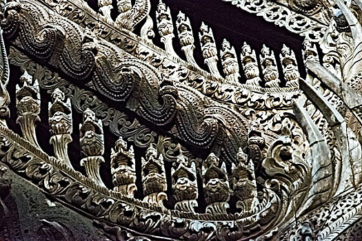 雕刻,木门,金色宫殿柚木寺,曼德勒,缅甸,大幅,尺寸