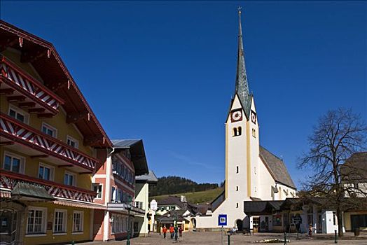 教会,教堂,市场,萨尔茨堡,区域,奥地利