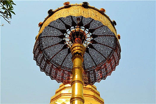 金色,伞,佛教,寺院,庙宇,清迈,泰国