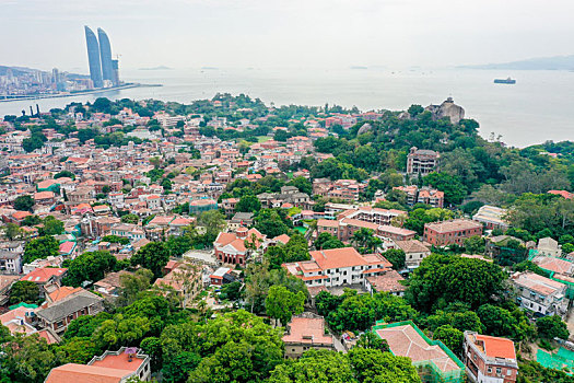 航拍福建厦门鼓浪屿风景名胜区风光