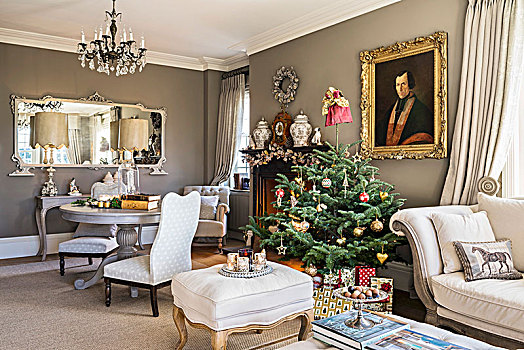 圣诞树,古式物品,经典,客厅